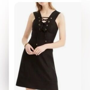 J. Crew Black‎ Lace-Up Sleeveless Cotton Mini Dress 12P Effortless Darkromance